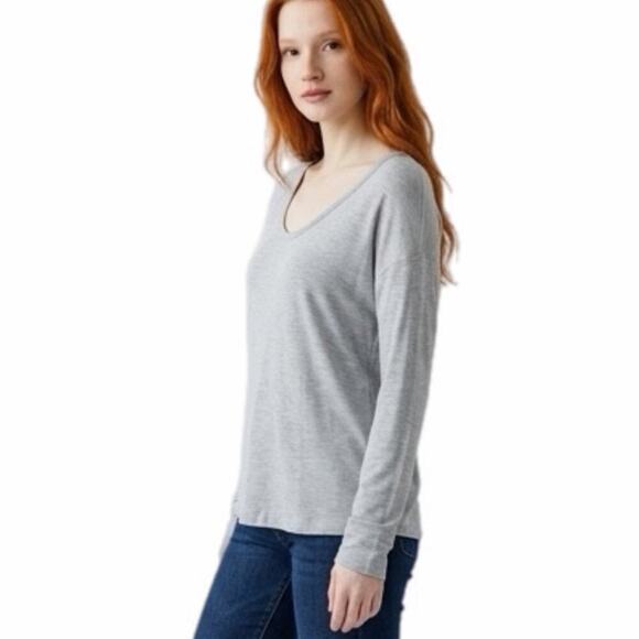 Ann Taylor LOFT Tops - Loft Women’s Tunic Top S Gray Long Sleeve Scoop Neck Dropped Shoulder T-Shirt